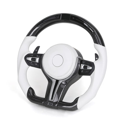 BMW Custom Steering Wheel For F series White Leather and Carbon Fibre