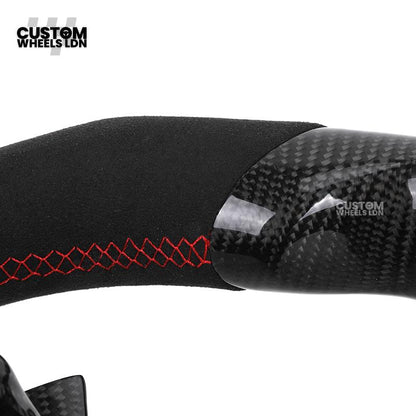 Volkswagen MK6 Custom Steering Wheel – LED Display | Alcantara & Carbon Fibre | Red Stitching | Paddle Shifters | Complete Steering Wheel | Plug & Play | Fits Golf GTI / R + more