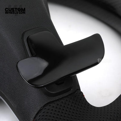 Mercedes Custom AMG Flat Bottom Steering Wheel – Perforated Leather & Carbon Fibre, LED Display, White Stitching, Brushed Silver Trim, Touch Control Buttons, AMG Badge | Fits C-Class, E-Class, CLS, GLC, GLE, G-Class + more | Plug & Play | Retrofit Upgrade