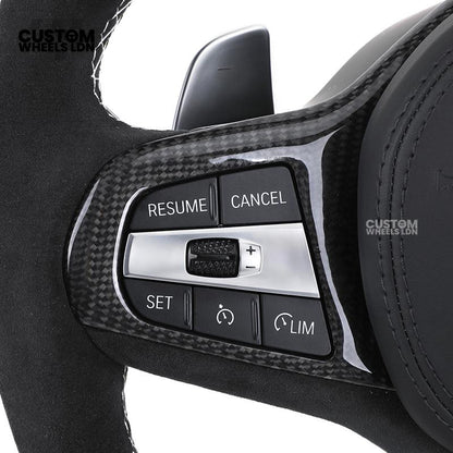 BMW Custom LED Alcantara Flat Bottom Steering Wheel – Carbon Trim – Fits F20 F22 F30 F32 F36 F80 F82 F87 F10 F12 F13 + more