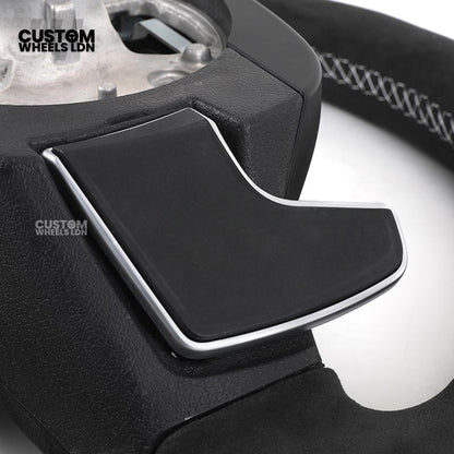 BMW Custom LED Alcantara Flat Bottom Steering Wheel – Carbon Trim – Fits F20 F22 F30 F32 F36 F80 F82 F87 F10 F12 F13 + more