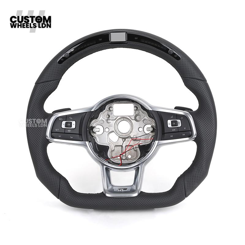 VW MK7 Custom Steering Wheel | LED Display, Perforated Leather, Carbon Fibre, Complete Plug & Play Wheel | Fits Golf MK7, GTI, R + more