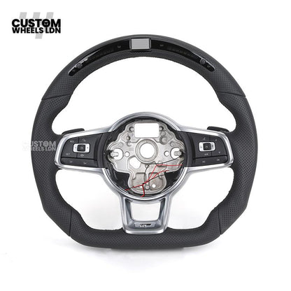 VW MK7 Custom Steering Wheel | LED Display, Perforated Leather, Carbon Fibre, Complete Plug & Play Wheel | Fits Golf MK7, GTI, R + more