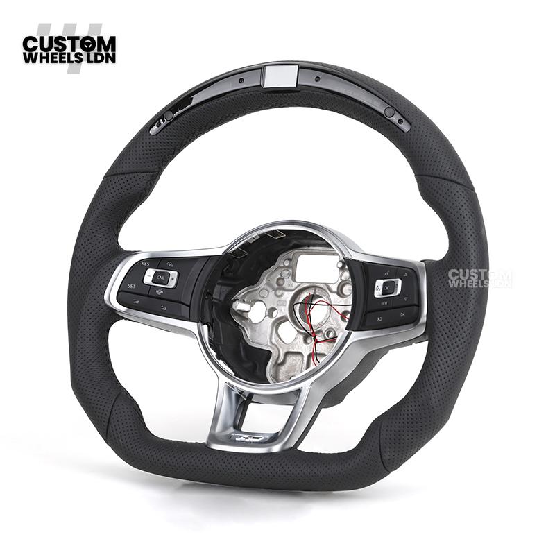 VW MK7 Custom Steering Wheel | LED Display, Perforated Leather, Carbon Fibre, Complete Plug & Play Wheel | Fits Golf MK7, GTI, R + more