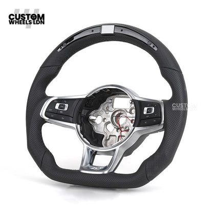 VW MK7 Custom Steering Wheel | LED Display, Perforated Leather, Carbon Fibre, Complete Plug & Play Wheel | Fits Golf MK7, GTI, R + more