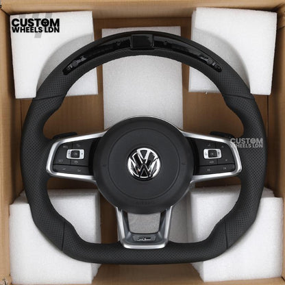 VW MK7 Custom Steering Wheel | LED Display, Perforated Leather, Carbon Fibre, Complete Plug & Play Wheel | Fits Golf MK7, GTI, R + more