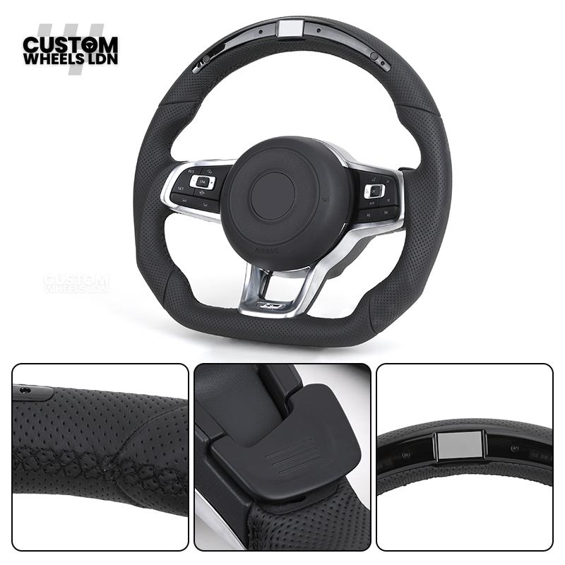 VW MK7 Custom Steering Wheel | LED Display, Perforated Leather, Carbon Fibre, Complete Plug & Play Wheel | Fits Golf MK7, GTI, R + more