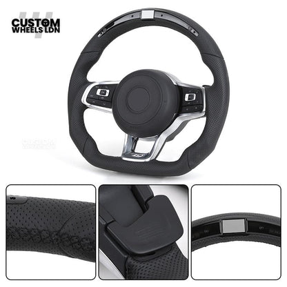 VW MK7 Custom Steering Wheel | LED Display, Perforated Leather, Carbon Fibre, Complete Plug & Play Wheel | Fits Golf MK7, GTI, R + more