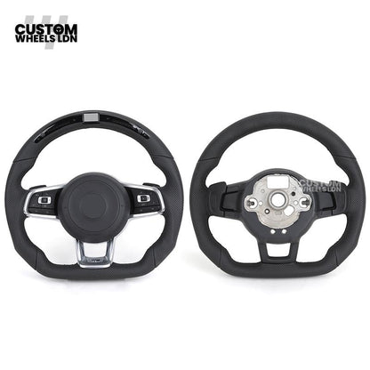VW MK7 Custom Steering Wheel | LED Display, Perforated Leather, Carbon Fibre, Complete Plug & Play Wheel | Fits Golf MK7, GTI, R + more