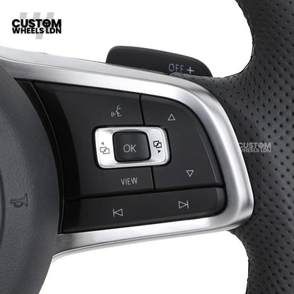 VW MK7 Custom Steering Wheel | LED Display, Perforated Leather, Carbon Fibre, Complete Plug & Play Wheel | Fits Golf MK7, GTI, R + more