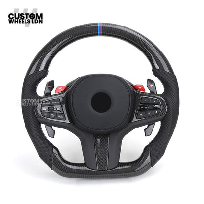 BMW Custom G Series Carbon Steering Wheel with M1/M2 Buttons & Carbon Paddles – Flat Bottom – Fits G20 G21 G22 G23 G30 G31 G32 G14 G15 G16 G01 G02 + more