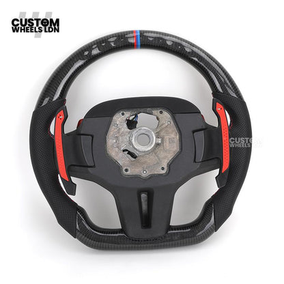 BMW Custom G Series Carbon Steering Wheel with M1/M2 Buttons & Carbon Paddles – Flat Bottom – Fits G20 G21 G22 G23 G30 G31 G32 G14 G15 G16 G01 G02 + more