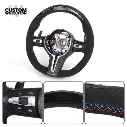 BMW Custom LED Steering Wheel – Alcantara with Carbon Trim & M-Stitching | Fits F20 F22 F30 F32 F36 F10 F06 F13 X1 X3 X4 X5 X6 + More