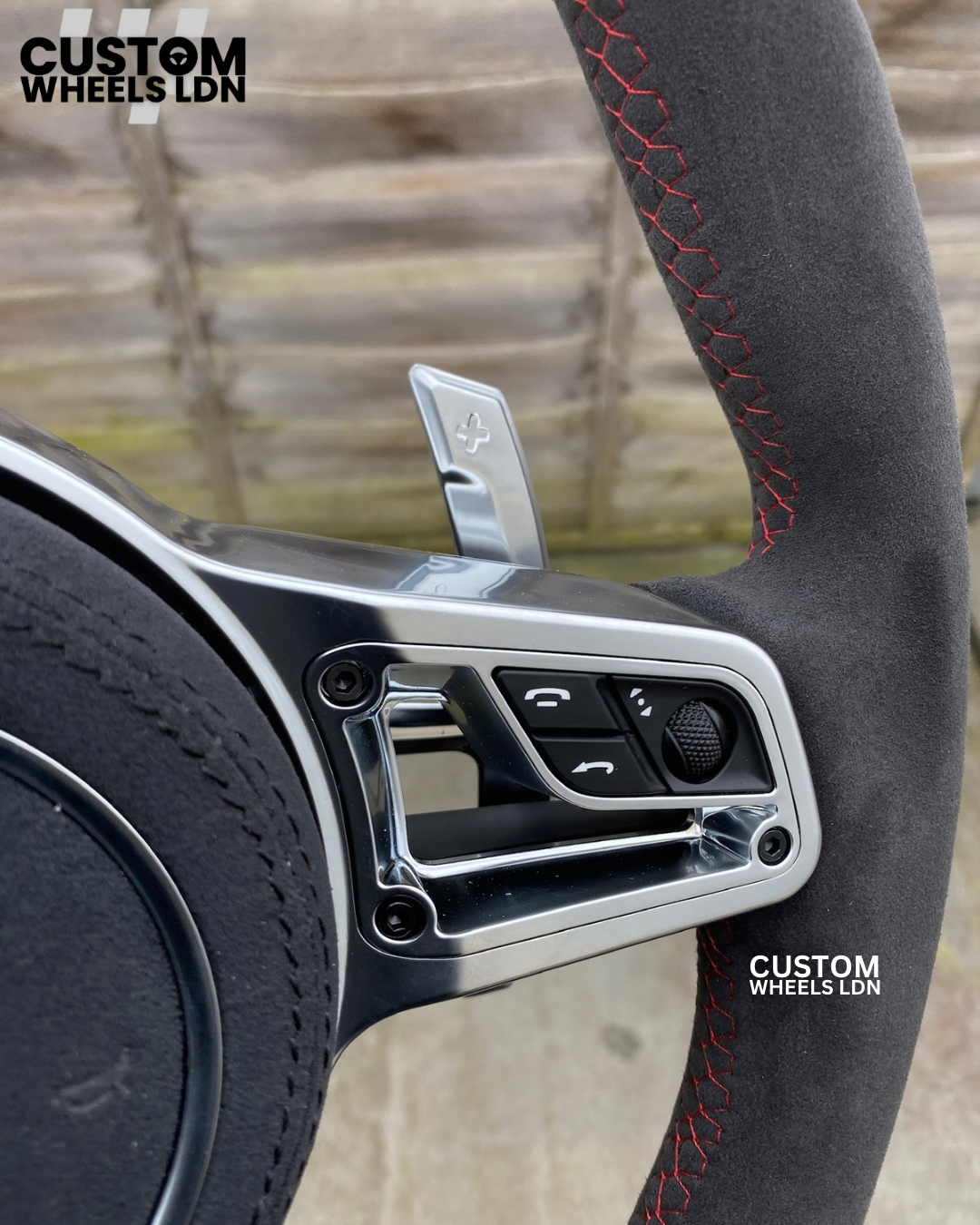 Porsche Custom Alcantara Steering Wheel – Red Stripe, Multifunction Buttons | Fits Gen 1 Models 2000+ | Plug & Play