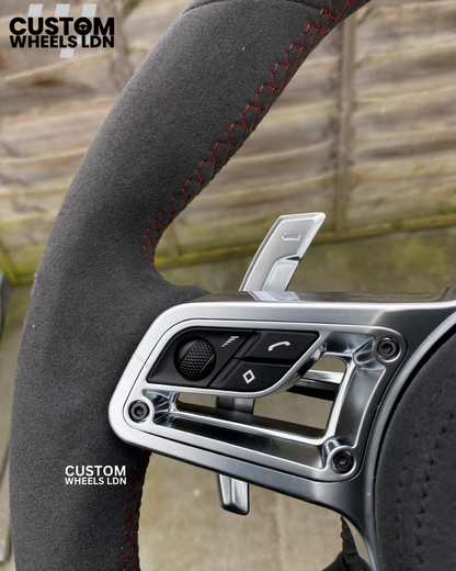 Porsche Custom Alcantara Steering Wheel – Red Stripe, Multifunction Buttons | Fits Gen 1 Models 2000+ | Plug & Play
