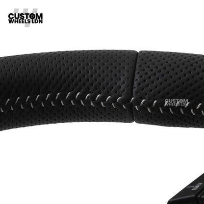 Audi Custom 8V Flat Bottom Steering Wheel – Perforated Leather, Black Stitching, Silver Paddles, RS Badge | Fits A3, S3, RS3 8V, A1, Q2, TT + more | Plug & Play | With Airbag | Upgrade for Older Models Available