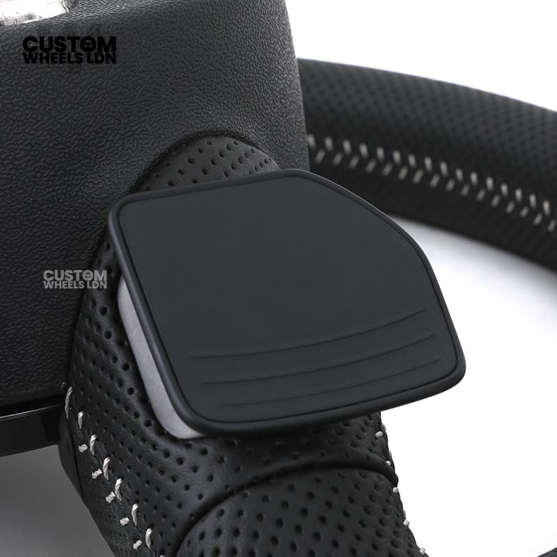 Audi Custom 8V Flat Bottom Steering Wheel – Perforated Leather, Black Stitching, Silver Paddles, RS Badge | Fits A3, S3, RS3 8V, A1, Q2, TT + more | Plug & Play | With Airbag | Upgrade for Older Models Available
