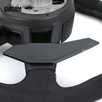 Audi Custom R8-Style Flat Bottom Steering Wheel – Alcantara Grip, Red Centre Stripe, White Stitching, Gloss Black Paddles | Fits A4, A5, S5, A6, A7, S6, S7, Q5, SQ5 + more | Plug & Play | With Airbag | Upgrade for Older Models Available