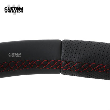 Audi Custom S-Line Flat Bottom Steering Wheel – Black Leather, Red Stitching, Urus Paddles | Fits A1, A3, S3, A4, A5, S5, Q2, Q3, Q5, SQ5 + more | Plug & Play | With Airbag