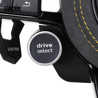 Audi Custom R8-Style Flat Bottom Steering Wheel – Alcantara Grip, Yellow Stitching, Black Paddles, Start Button | Fits A4, A5, S5, A6, A7, S6, S7, Q5, SQ5 + more | Plug & Play | With Airbag | Upgrade for Older Models Available