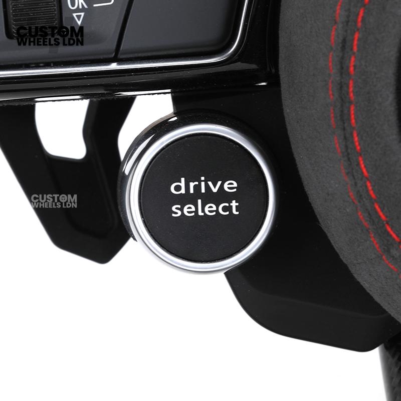 Audi Custom B9 Flat Bottom Steering Wheel – Alcantara Grip, Carbon Top & Bottom, Red Stitching, Black Paddles, Start Button | Fits A4, S4, A5, S5, Q5, SQ5, A6, A7, S6, S7 + more | Plug & Play | With Airbag | Upgrade for Older Models Available