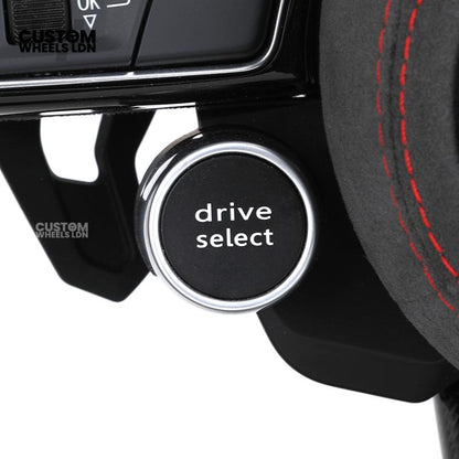 Audi Custom B9 Flat Bottom Steering Wheel – Alcantara Grip, Carbon Top & Bottom, Red Stitching, Black Paddles, Start Button | Fits A4, S4, A5, S5, Q5, SQ5, A6, A7, S6, S7 + more | Plug & Play | With Airbag | Upgrade for Older Models Available