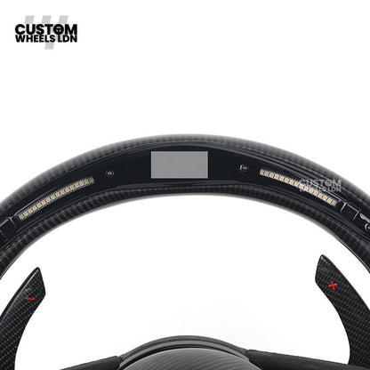 Audi Custom B9 Flat Bottom Steering Wheel – LED Rev Display, Alcantara Grip, Carbon Top & Bottom, Carbon Paddles | Fits A3, S3, RS3, A4, S4, A5, S5, Q5, SQ5, A6, A7 + more | Plug & Play | With Airbag | Upgrade for Older Models Available