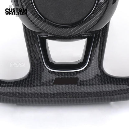 Audi Custom B9 Flat Bottom Steering Wheel – LED Rev Display, Alcantara Grip, Carbon Top & Bottom, Carbon Paddles | Fits A3, S3, RS3, A4, S4, A5, S5, Q5, SQ5, A6, A7 + more | Plug & Play | With Airbag | Upgrade for Older Models Available