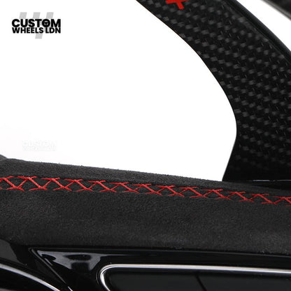 Audi Custom B9 Flat Bottom Steering Wheel – LED Rev Display, Alcantara Grip, Carbon Top & Bottom, Carbon Paddles | Fits A3, S3, RS3, A4, S4, A5, S5, Q5, SQ5, A6, A7 + more | Plug & Play | With Airbag | Upgrade for Older Models Available