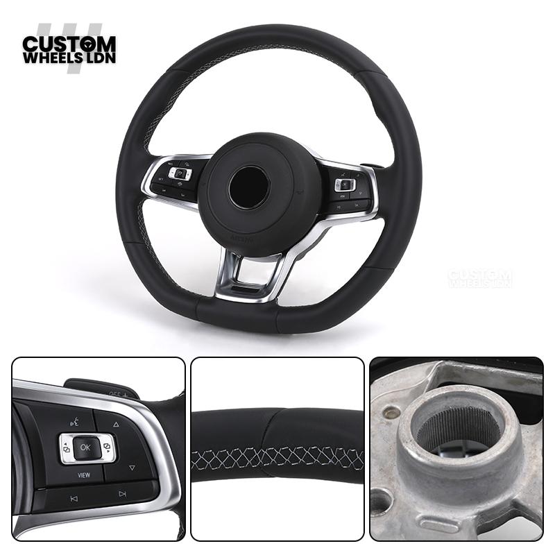 VW MK7 Custom Steering Wheel | Full Leather | Complete Plug & Play | Fits Golf GTI, R, GTD + more