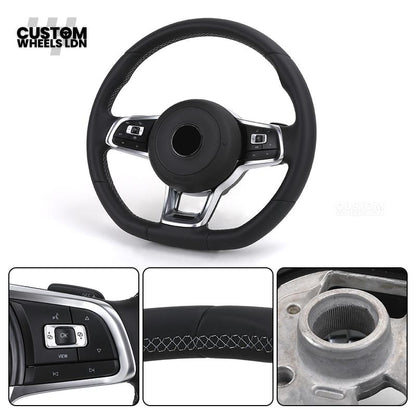VW MK7 Custom Steering Wheel | Full Leather | Complete Plug & Play | Fits Golf GTI, R, GTD + more