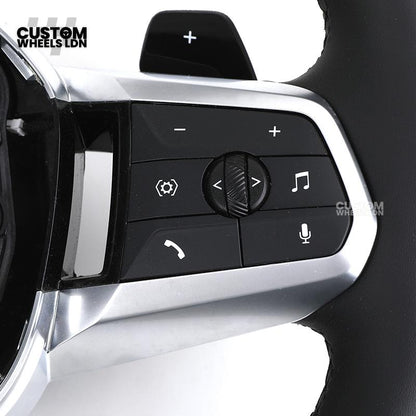 BMW i5 G60 2023 Steering Wheel – Smooth Black Leather, Silver Trim, Touch-Style Controls | Fits G60 5 Series, G70 7 Series, i5 + more | Plug & Play | Retrofit Upgrade for Older Models