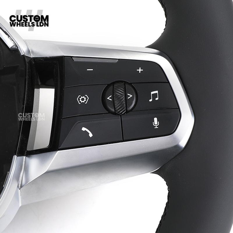 BMW i5 G60 2023 Steering Wheel – Smooth Black Leather, Silver Trim, Touch-Style Controls | Fits G60 5 Series, G70 7 Series, i5 + more | Plug & Play | Retrofit Upgrade for Older Models