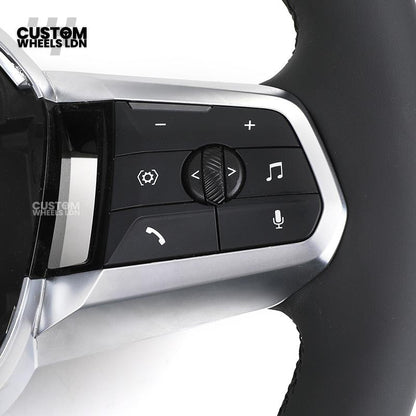 BMW i5 G60 2023 Steering Wheel – Smooth Black Leather, Silver Trim, Touch-Style Controls | Fits G60 5 Series, G70 7 Series, i5 + more | Plug & Play | Retrofit Upgrade for Older Models