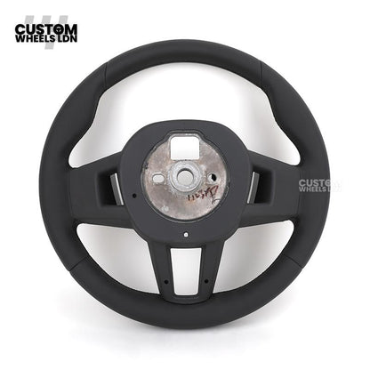 BMW i5 G60 2023 Steering Wheel – Smooth Black Leather, Silver Trim, Touch-Style Controls | Fits G60 5 Series, G70 7 Series, i5 + more | Plug & Play | Retrofit Upgrade for Older Models