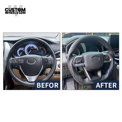 Toyota Custom GR Steering Wheel – Flat Bottom, Perforated Leather, Red Stitching, GR Badge | Fits Hilux GR Sport, Revo, Auris + More | Plug & Play | Complete Custom Spec Available | Upgrade for Older Models