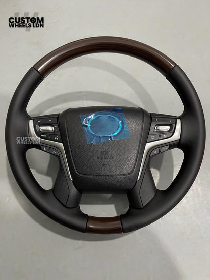Toyota Custom Steering Wheel – Black Gloss Trim, Classic Leather Finish, OEM Shape | Fits Auris, Corolla, Prius, RAV4 + More | Plug & Play | Comfortable Daily Upgrade