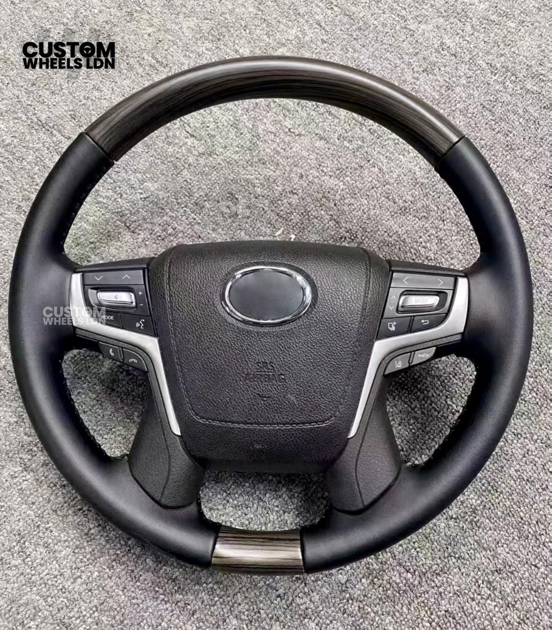 Toyota Custom Steering Wheel – Black Gloss Trim, Classic Leather Finish, OEM Shape | Fits Auris, Corolla, Prius, RAV4 + More | Plug & Play | Comfortable Daily Upgrade