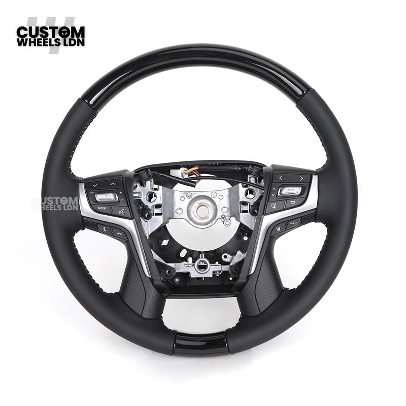 Toyota Custom Steering Wheel – Black Gloss Trim, Classic Leather Finish, OEM Shape | Fits Auris, Corolla, Prius, RAV4 + More | Plug & Play | Comfortable Daily Upgrade
